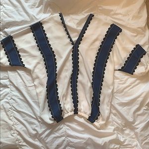 White and blue striped top